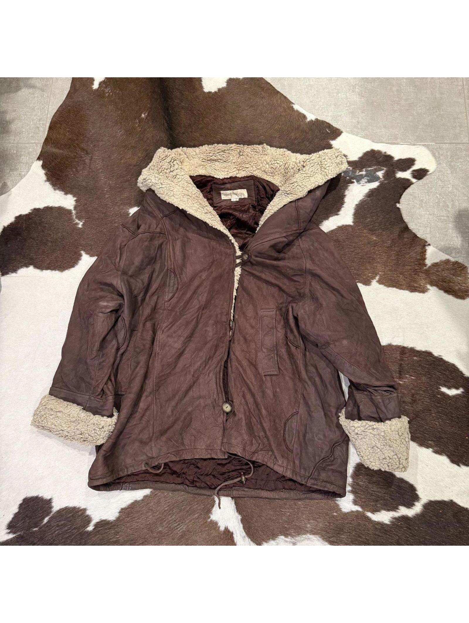 Vintage Jones New York Shearling Jacket Chocolate Brown Leather